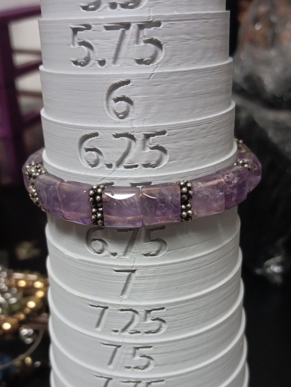 Amethyst & Citrine Beaded Stretch Bracelet - Purple